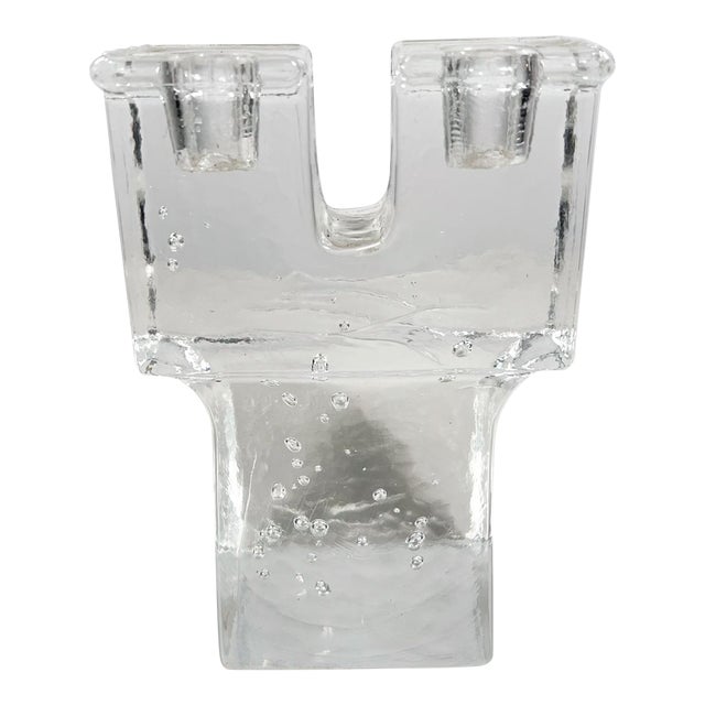 Modern Art Glass Tower Dual Candle Holder Mikasa Walther West Germany For Sale