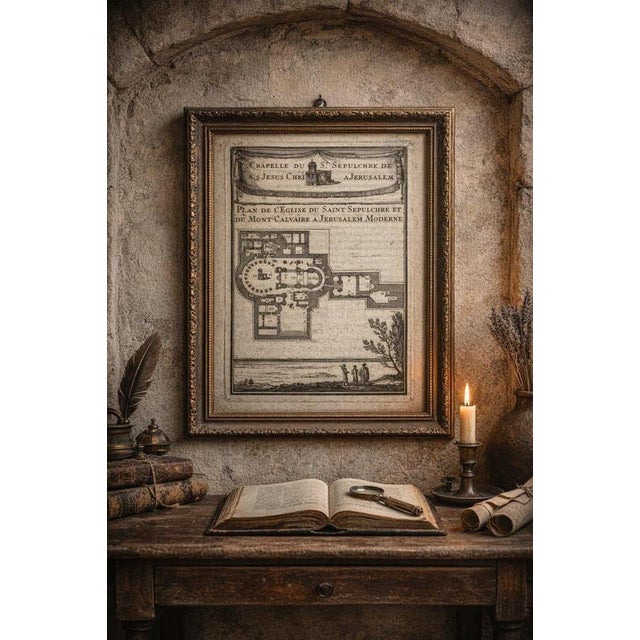 Antique Jerusalem Holy Sepulchre Plan, 1683 For Sale - Image 3 of 12