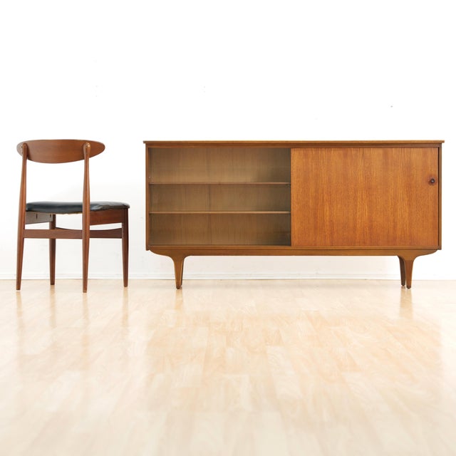 1960s Long Teak Mid Century China Display Cabinet For Sale - Image 5 of 10