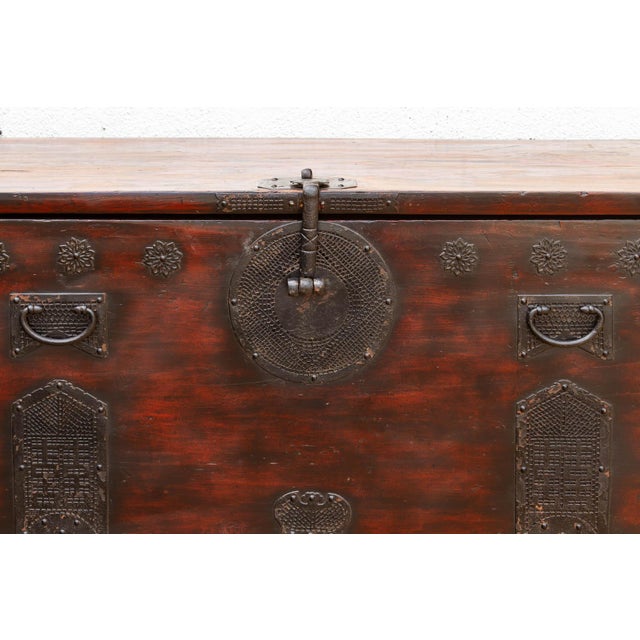 Maroon Josean Heirloom, Large Antique Bandaji Chest For Sale - Image 8 of 10