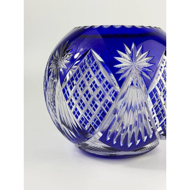 Bohemian Cobalt Blue Cut Crystal Bowl, 1920s-1930s For Sale - Image 6 of 9