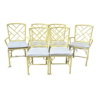 1960s Phyllis Morris for Kessler Faux Bamboo Patio Chairs - Set of 6 For Sale