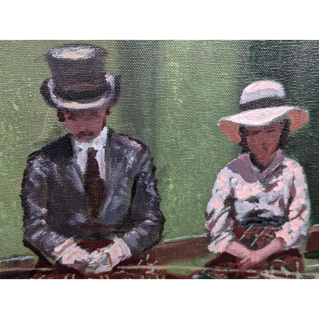 Late 20th Century Monumental Green Equestrian Horse Carriage Oil Painting Ornate Gilt Frame Scott Duncan For Sale In New York - Image 6 of 18