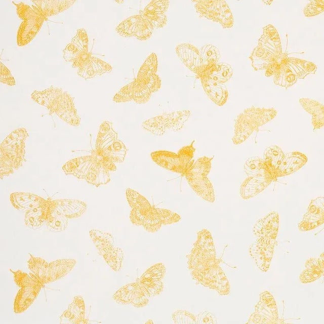 Sample - Schumacher Burnell Butterfly Fabric in Yellow For Sale