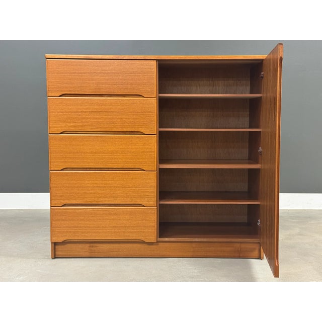 1970s Danish Modern Teak Armoire Dresser For Sale - Image 4 of 10