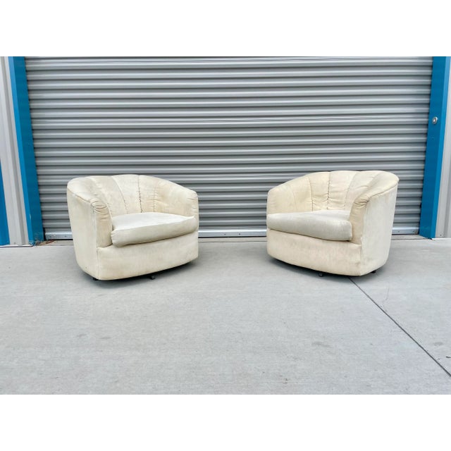 1970s Mid Century Barrel Chairs Styled After Milo Baughman- a Pair For Sale - Image 5 of 12