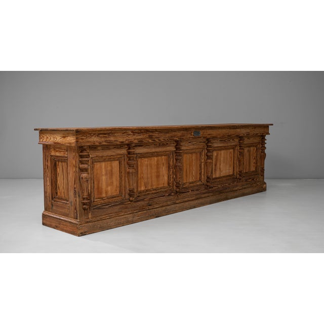 Early 20th Century 1900s French Belgian Provincial Wooden Shop Counter by Emile Lambot, Châtelet For Sale - Image 5 of 18
