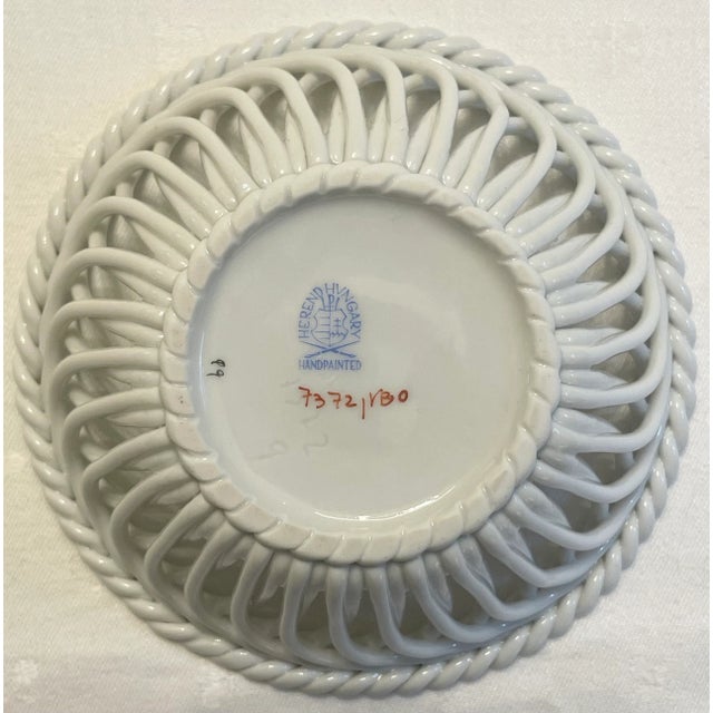 Early 21st Century Herend Queen Victoria Reticulated Porcelain Basket For Sale - Image 5 of 5