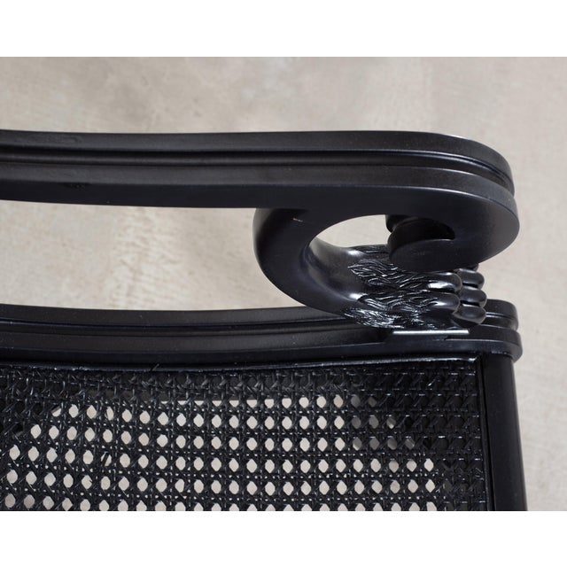 Black Set of Four Ralph Lauren Style Regency Caned Dining Armchairs For Sale - Image 8 of 18