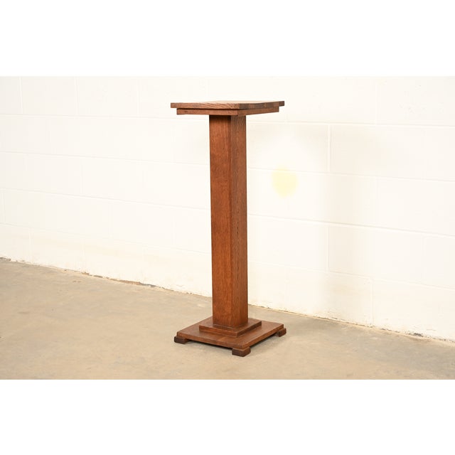 Charles Limbert Stickley Brothers Style Antique Mission Oak Arts & Crafts Pedestal or Plant Stand, Circa 1910 For Sale - Image 4 of 12