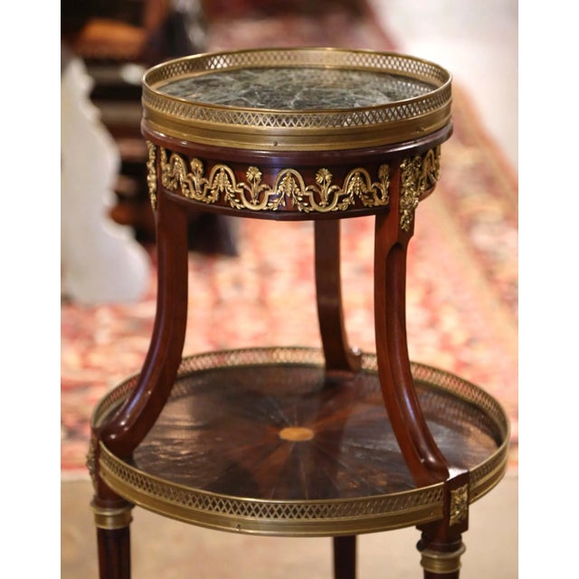 French 19th Century French Louis XVI Mahogany and Bronze Two-Tier Bouillotte Table For Sale - Image 3 of 9