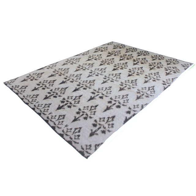 This beautiful Ikat rug is hand knotted in 2020's in Afghanistan with Ikat design woven of 75% wool and 25% cotton. Ikat...