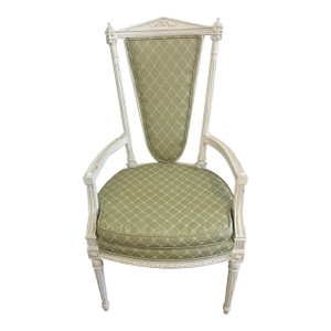 19th Century Louis XVI-style Distressed White Frame Arm Chair