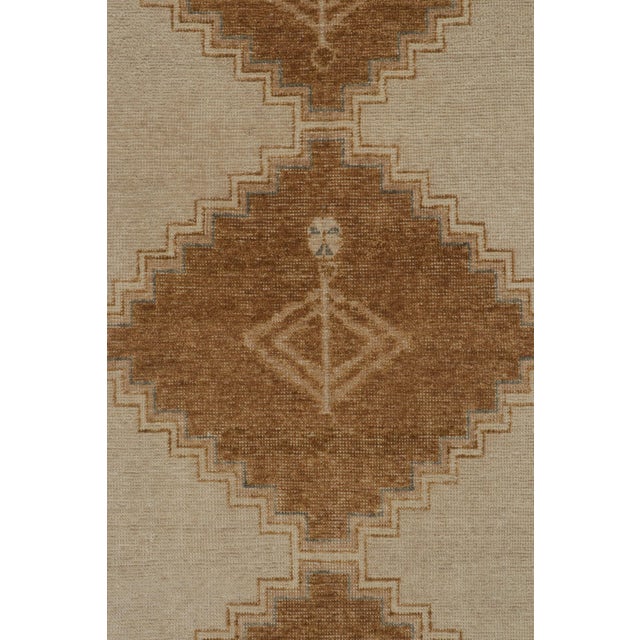 Tribal Rug & Kilim’s Distressed Tribal Style Rug in Beige, Brown and Gold Patterns For Sale - Image 3 of 7