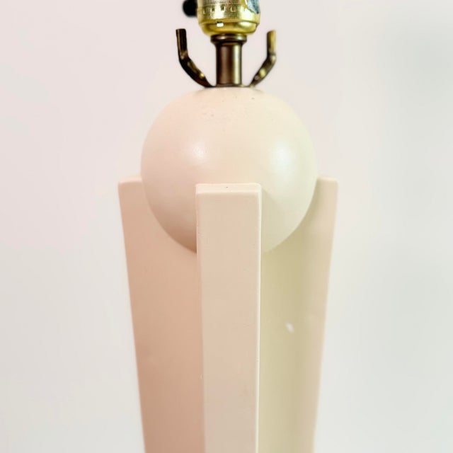 Sculpture Materials Vintage Postmodern Memphis Style Sculptural Table Lamp, Cream Architectural Column With Sphere Finial For Sale - Image 7 of 8