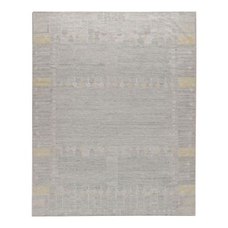 Contemporary Swedish Style Gray & Yellow Kilim Deco Rug 8ft X 10ft For Sale