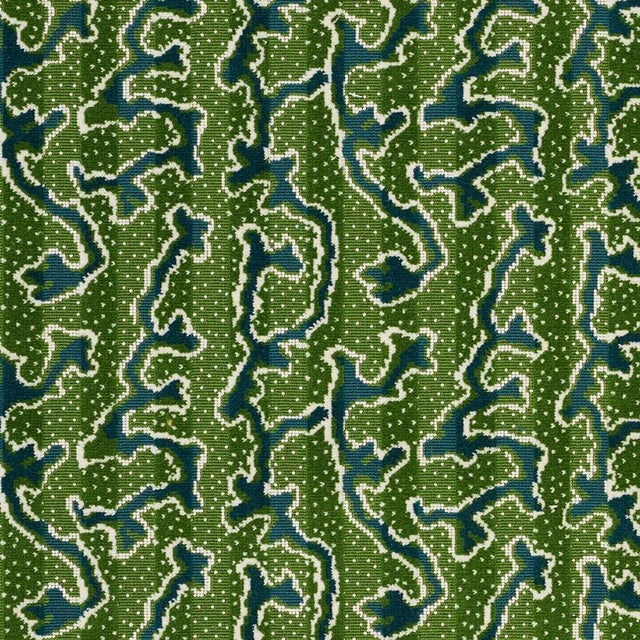 Schumacher X Timothy Corrigan Corail Velvet Fabric in Emerald For Sale