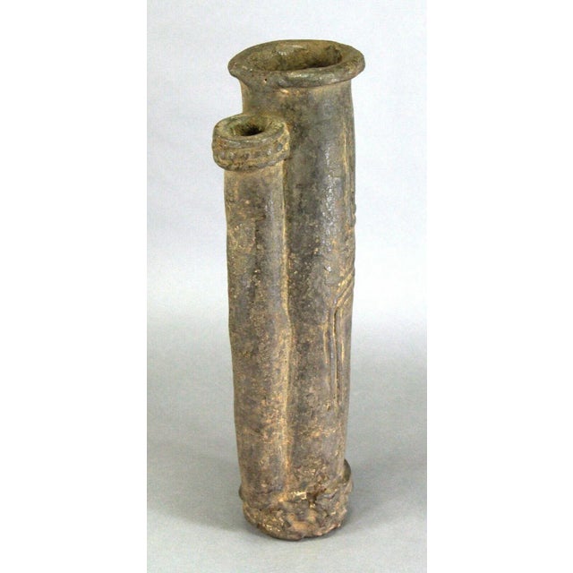 Brown Antique African Bamileke Cameroon Tobacco Pipe Black Clay - Beetle For Sale - Image 8 of 10