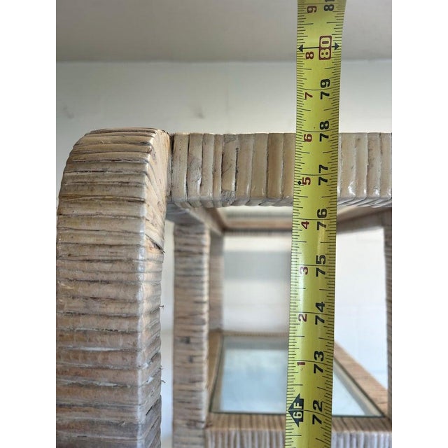 Palm Beach Whitewashed Rattan Etagere For Sale - Image 17 of 18