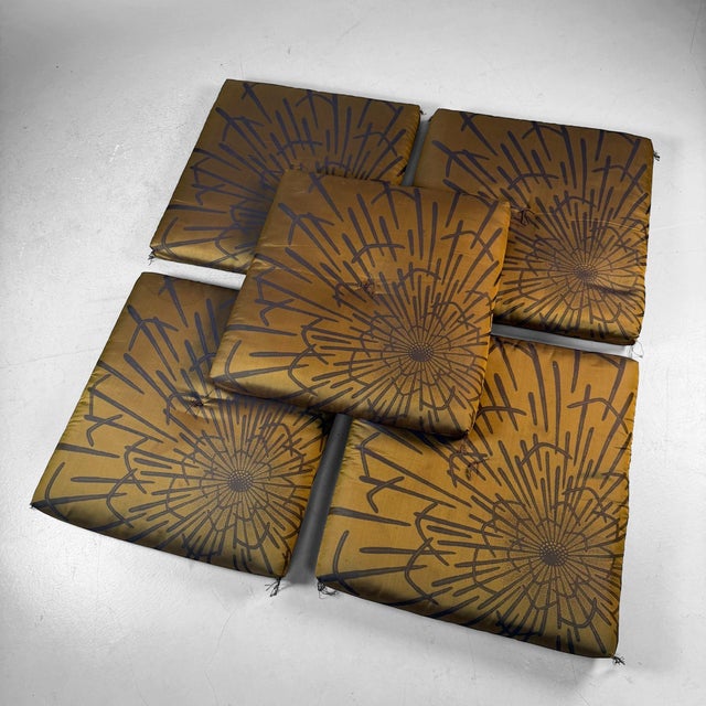 Vintage Zabuton Floor Cushions with Floral Motifs, 1960s, Set of 5 For Sale - Image 4 of 12