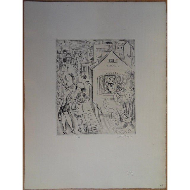 Emilia "Mily" POSSOZ (1888-1967) Young girls out for a walk Original engraving Signed in pencil Limited edition of 60...