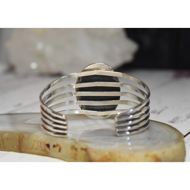 Mid 20th Century Vintage Native American Navajo Begay Sterling Silver Turquoise Cuff Bracelet For Sale - Image 5 of 18