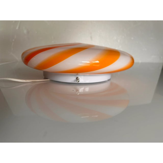 Mid-Century Modern Contemporary Italian Milky-White and Clear Amber Swirls Murano Glass Flush Mount or Wall Sconce For Sale - Image 3 of 8