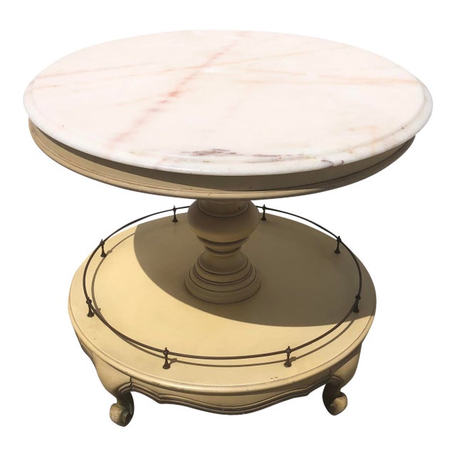 Vintage French Provincial Round Marble Accent Table For Sale