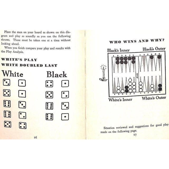 Traditional "Winning Backgammon Problems and Answers" 1930 Nicholas, Grosvenor and Vaughan, C. Wheaton For Sale - Image 3 of 6