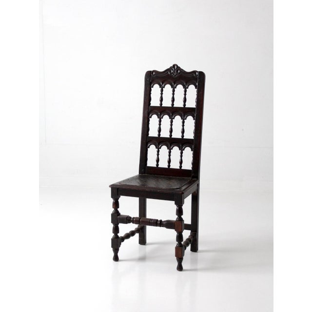 Victorian Antique Victorian Spindle Back Chair With Leather Seat For Sale - Image 3 of 16