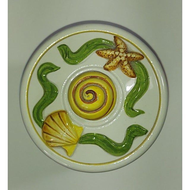 1980s Italian Majolica Sea Shell Canister With Lid For Sale - Image 9 of 12