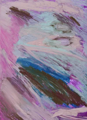 Large Expressive Abstract Painting in Pink, Purple and Blue - Unframed 40" X 55" Print