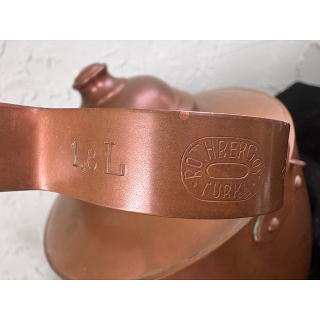 Copper Vintage Finnish Copper Kettle by Rothberg Oy, Turku – 1.8l, Mid-20th Century Scandinavian Design For Sale - Image 8 of 12