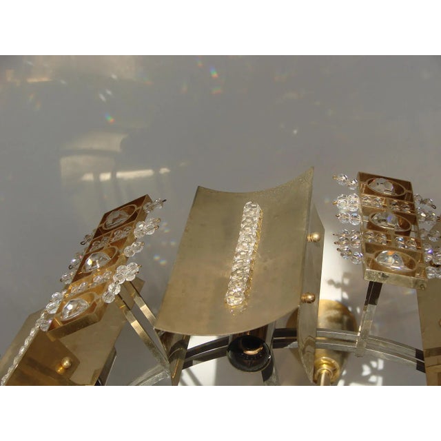 Brass & Cystal Glass Chandelier, 1970s For Sale - Image 3 of 9