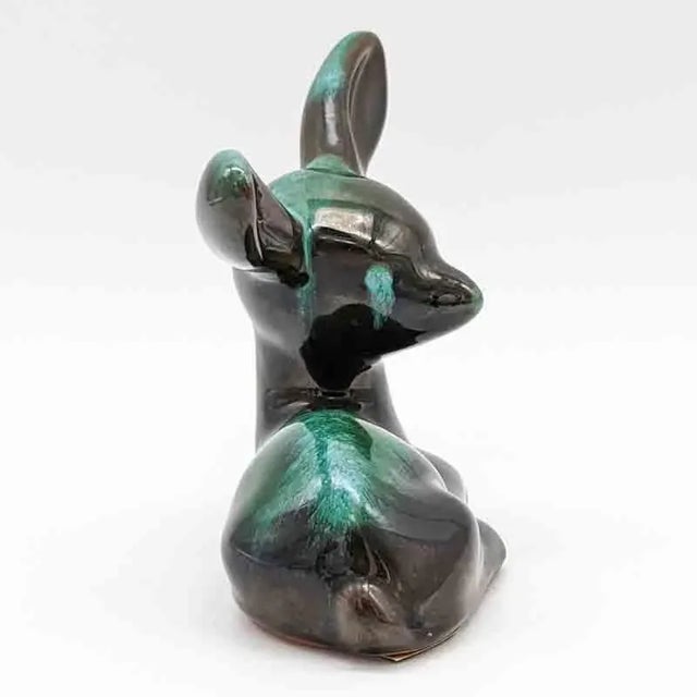 Mid-Century Modern Mid 20th Century Blue Mountain Pottery Drip Glaze Blue, Green & Brown Redware Fawn Figurine For Sale - Image 3 of 12