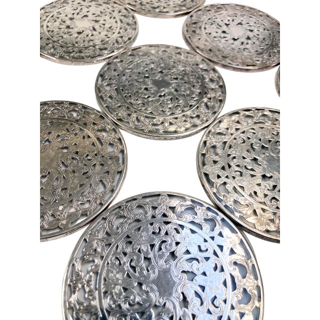 1900s Victorian Sterling Silver Coaster Set/12 For Sale - Image 10 of 11