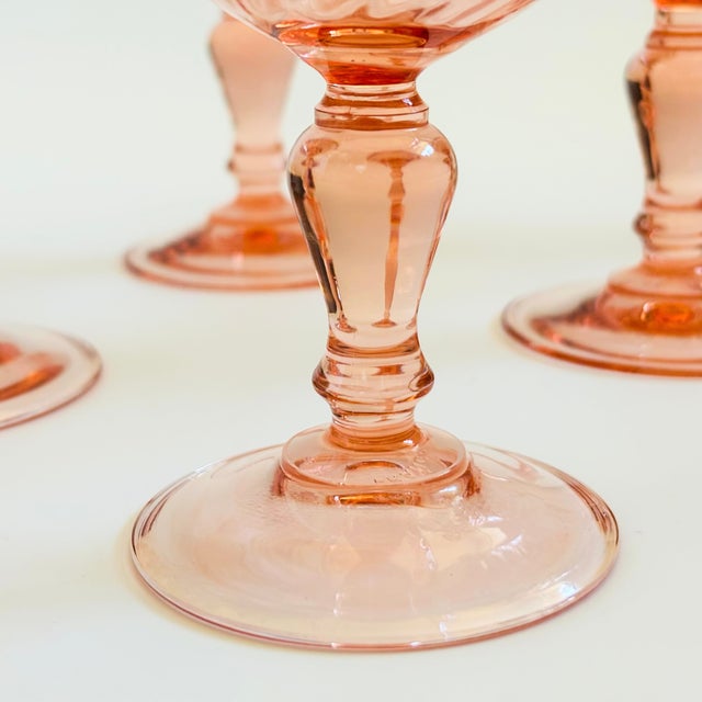 Late 20th Century Pink Swirl Wine Goblets - Set of 6 - France For Sale - Image 5 of 8