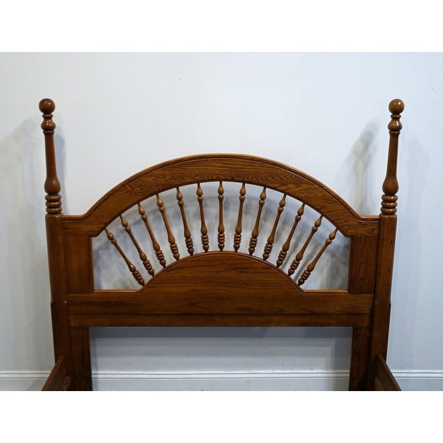 Late 20th Century Lexington Furniture Recollections Collection Solid Oak Rustic Country French Queen Size Spindle Bed 468-140 For Sale - Image 5 of 9