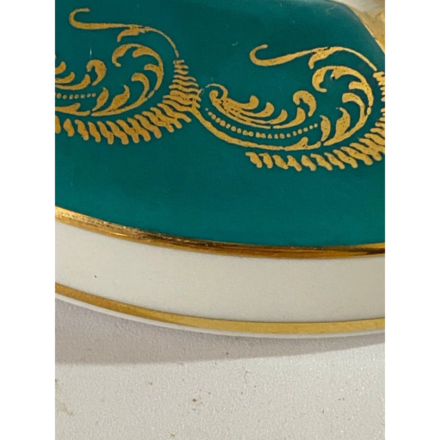 Green and Gold Limoges Porcelain Ashtray, France, Early 20th Century For Sale - Image 4 of 7