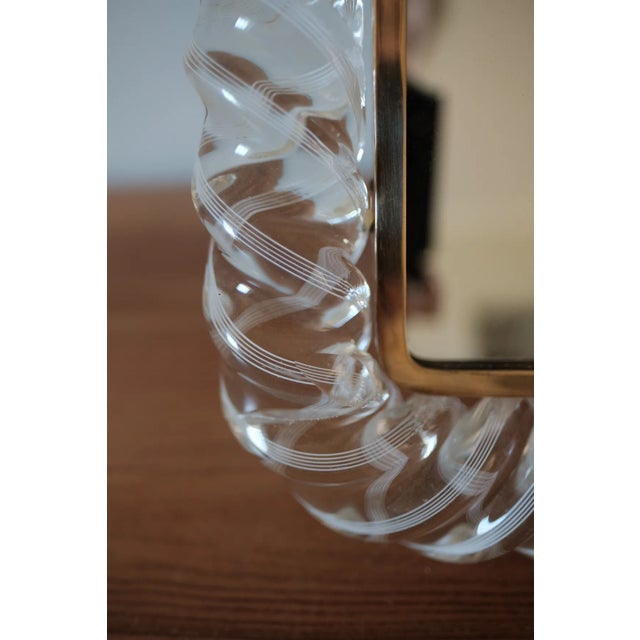 Glass Table Mirror in Brass & Murano Glass by Barovier & Toso, Italy, 1940s For Sale - Image 7 of 10