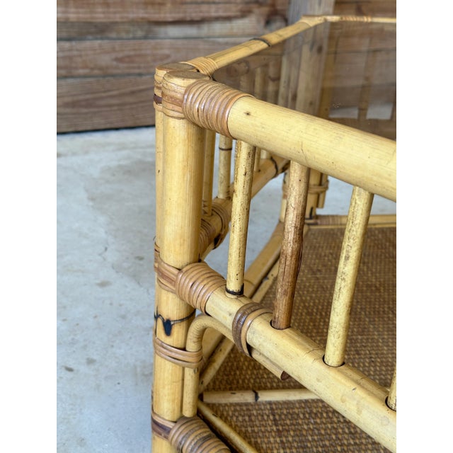 1980’s Coastal Hexagonal Bamboo Rattan Weave Coffee Table For Sale In Naples, FL - Image 6 of 13