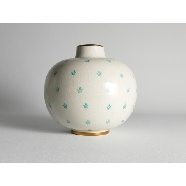 Swedish Grace Menuett Vase with Green Leaf Motif by Arthur Percy for Gefle, 1950s For Sale - Image 16 of 17