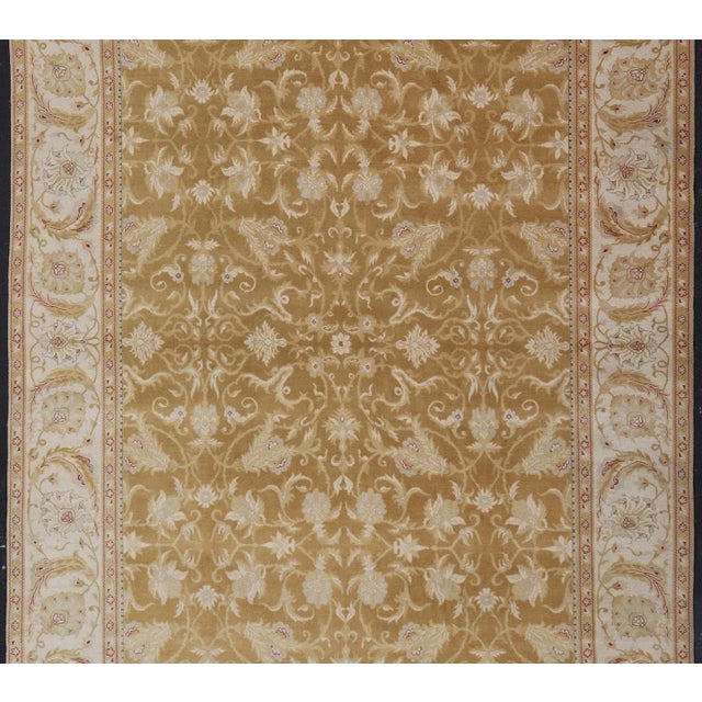 Indian Vintage Hand-Knotted Amritsar Rug With All-Over Floral Design in Neutral Tones For Sale - Image 3 of 12