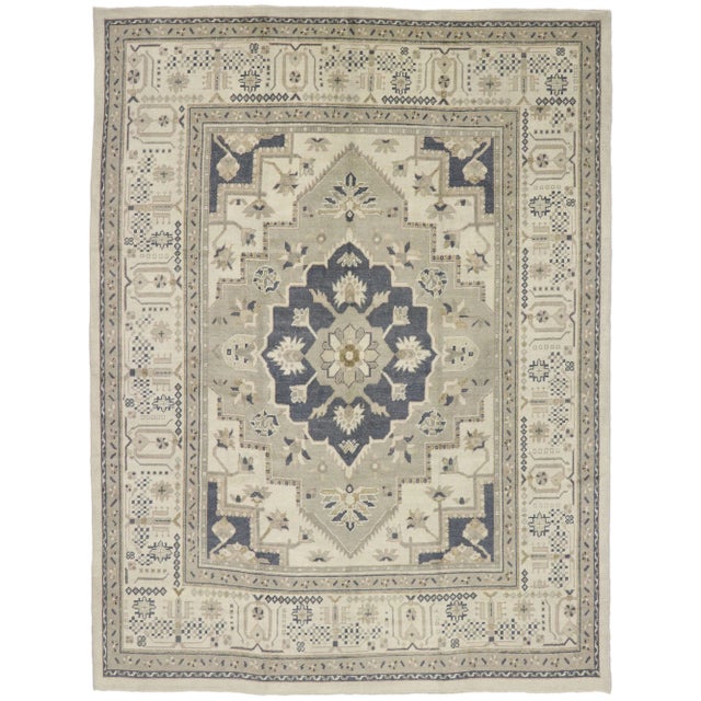 Neutral Turkish Oushak Rug -- 10'01 X 13'04 For Sale - Image 9 of 9