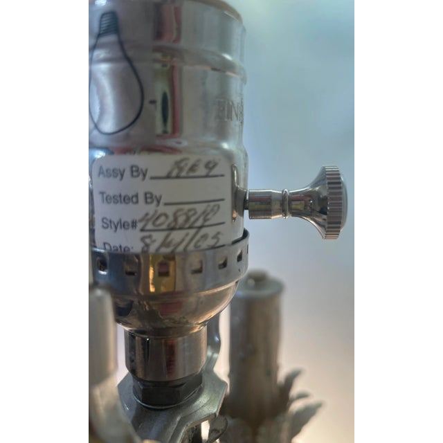 Silver Fine Art Pastiche Ornate Antiqued Silver Table Lamp With Original Shade For Sale - Image 8 of 12