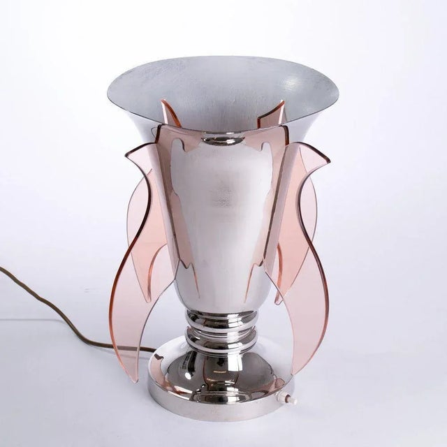 French Art Deco Silver-Plated Uplighter Table Lamp, 1930s For Sale - Image 10 of 10