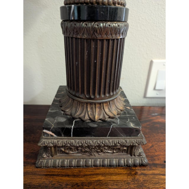 Traditional Late 19th Century Renaissance Revival Brass & Marble Table Lamp For Sale - Image 3 of 6