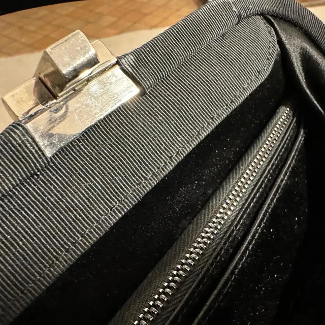 1960s 1960s Black Fabric and Beads Italian Evening Bag For Sale - Image 5 of 13