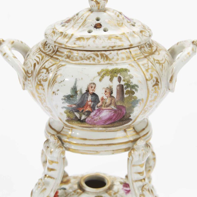 Antique German Porcelain Incense Burners, 1800s, Set of 2 For Sale - Image 10 of 15
