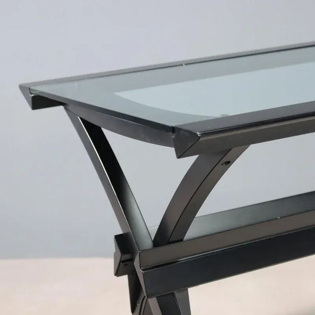 Wood and Glass Desk, 1980s-1990s For Sale - Image 4 of 12